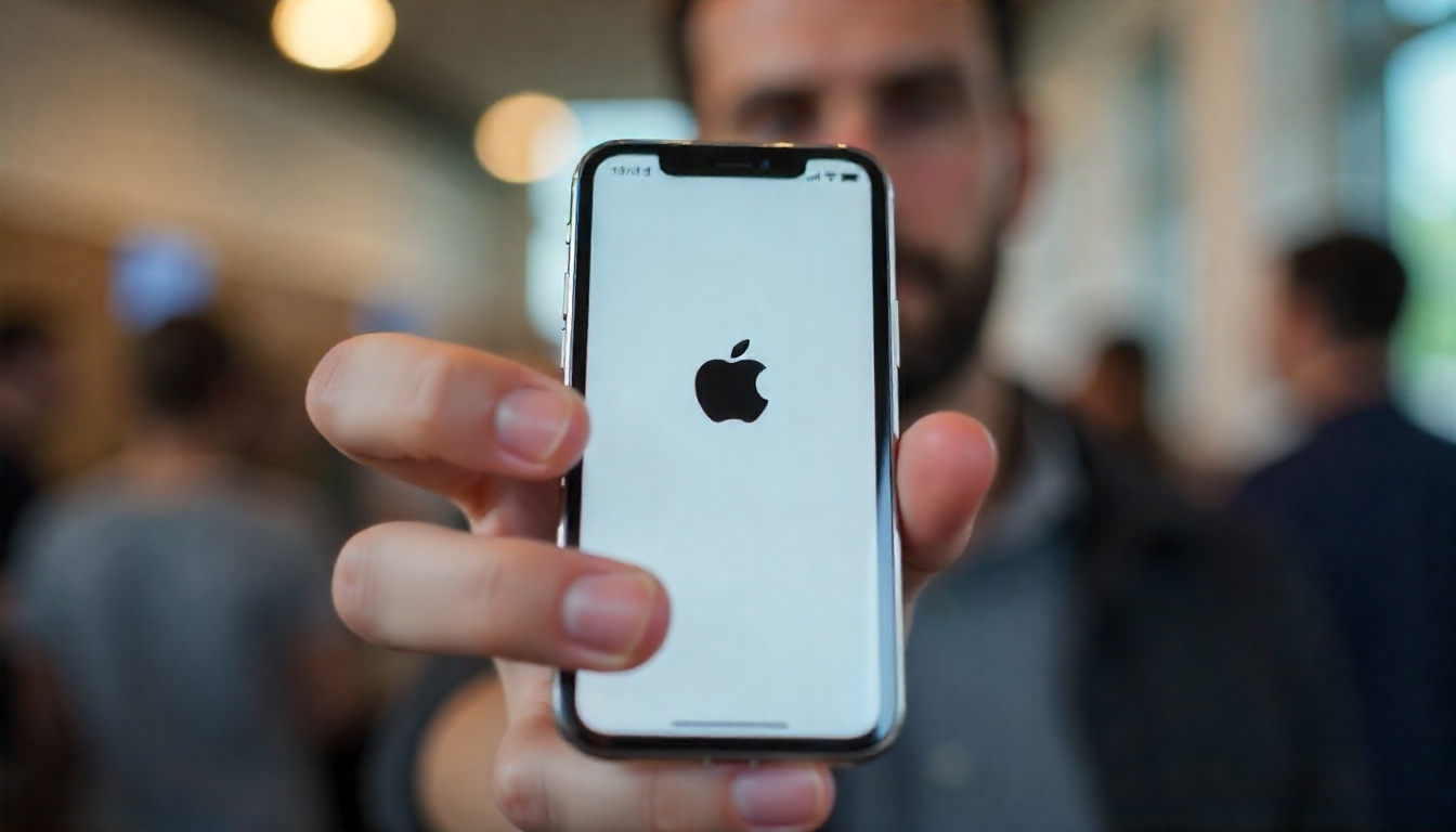 iPhone 17 हाथ में पकड़े हुए, नया मॉडल दिखता हुआ, स्लिक डिजाइन और ब्राइट डिस्प्ले