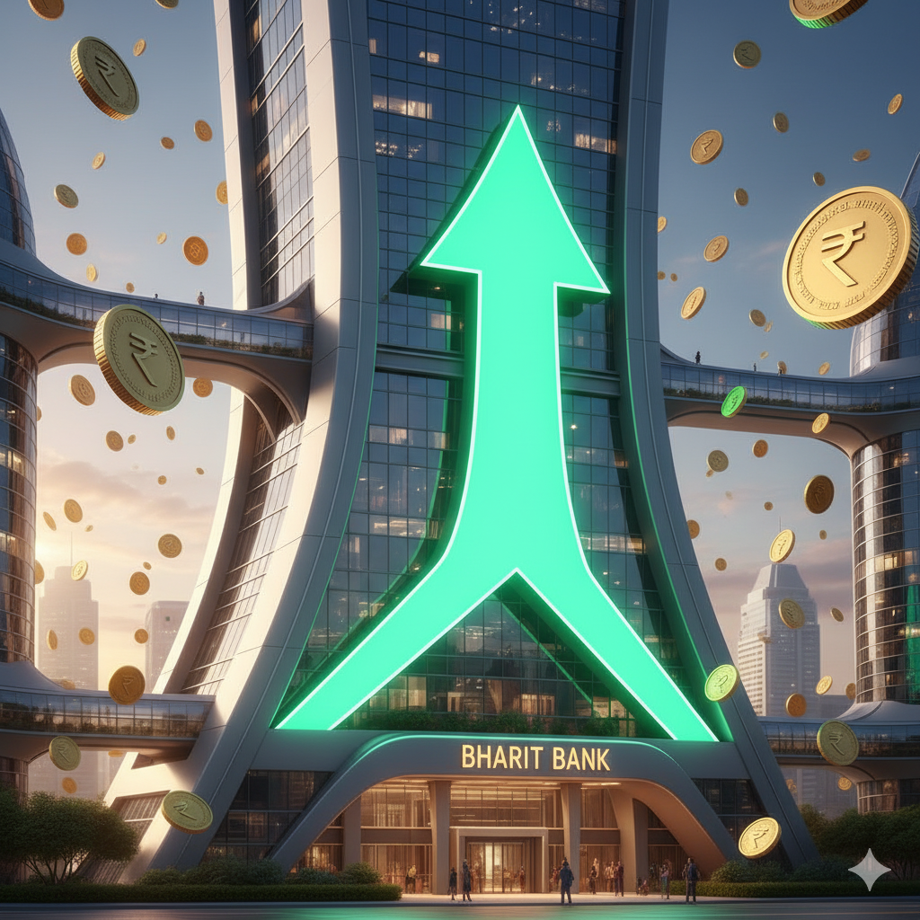 भारतीय बैंकों की मजबूत लोन ग्रोथ और आर्थिक उछाल दर्शाता ग्राफिक