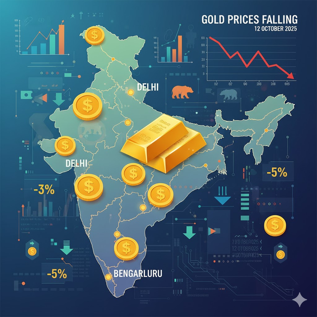 “भारत के बड़े शहरों जैसे दिल्ली, मुंबई, बेंगलुरु में गिरते हुए सोने की कीमतें, नक्शे और चार्ट के साथ”