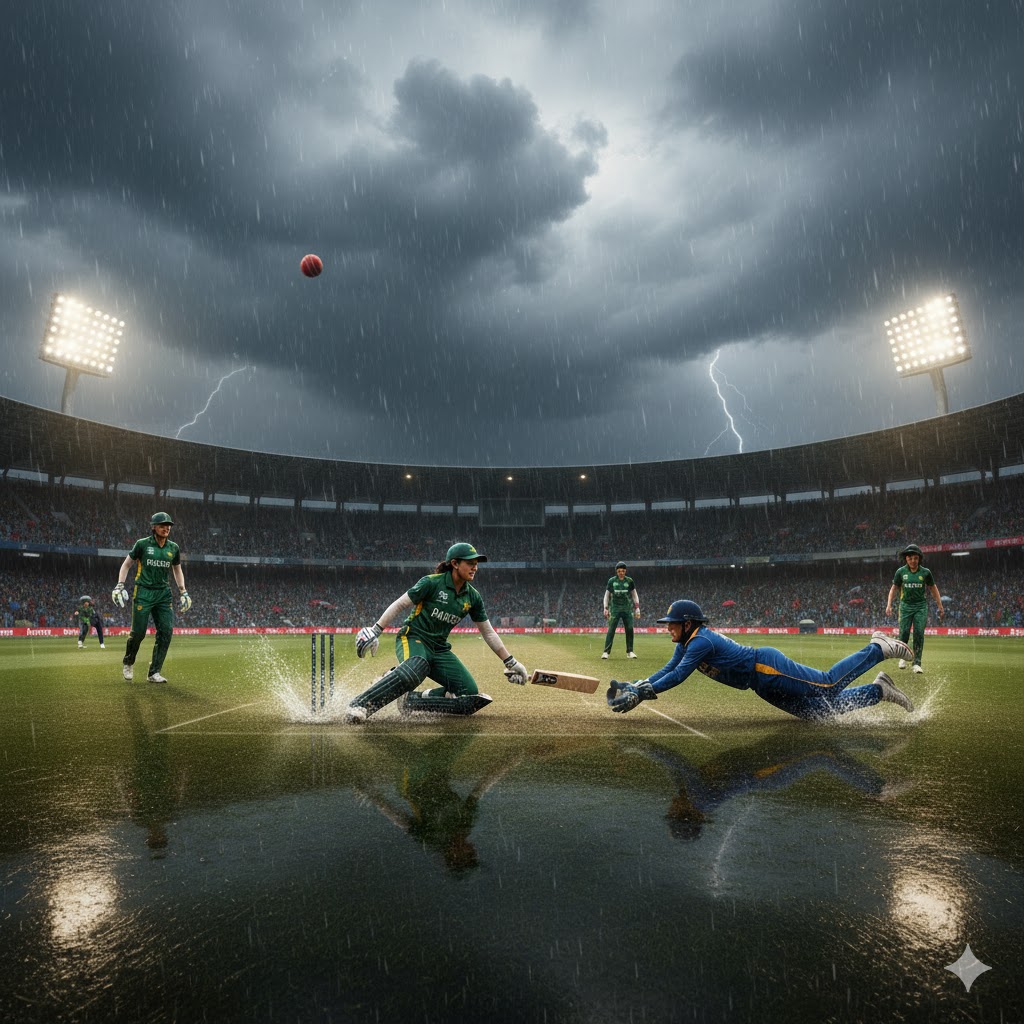 महिला वर्ल्ड कप 2025 का रोमांचक बारिश में पाकिस्तान बनाम श्रीलंका क्रिकेट मैच।
