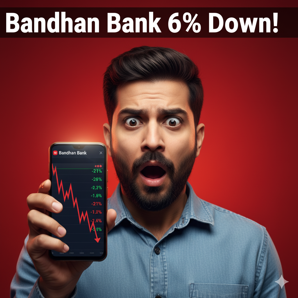 Viral style image of investor shocked after Bandhan Bank share falls 6 percent.
