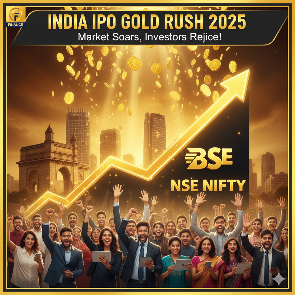 “IPO बूम 2025 में भारत का शेयर बाजार, सोने के सिक्कों की बारिश और तेजी से ऊपर जाता ग्राफ”