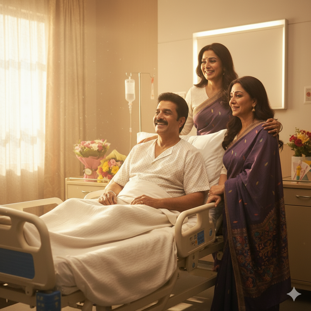 "Esha Deol and Hema Malini visit Dharmendra in hospital"
