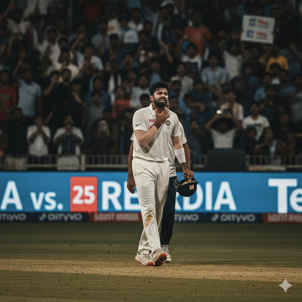 "Shubman Gill holding his neck in pain after playing a shot during India vs South Africa Test match, retired hurt moment"