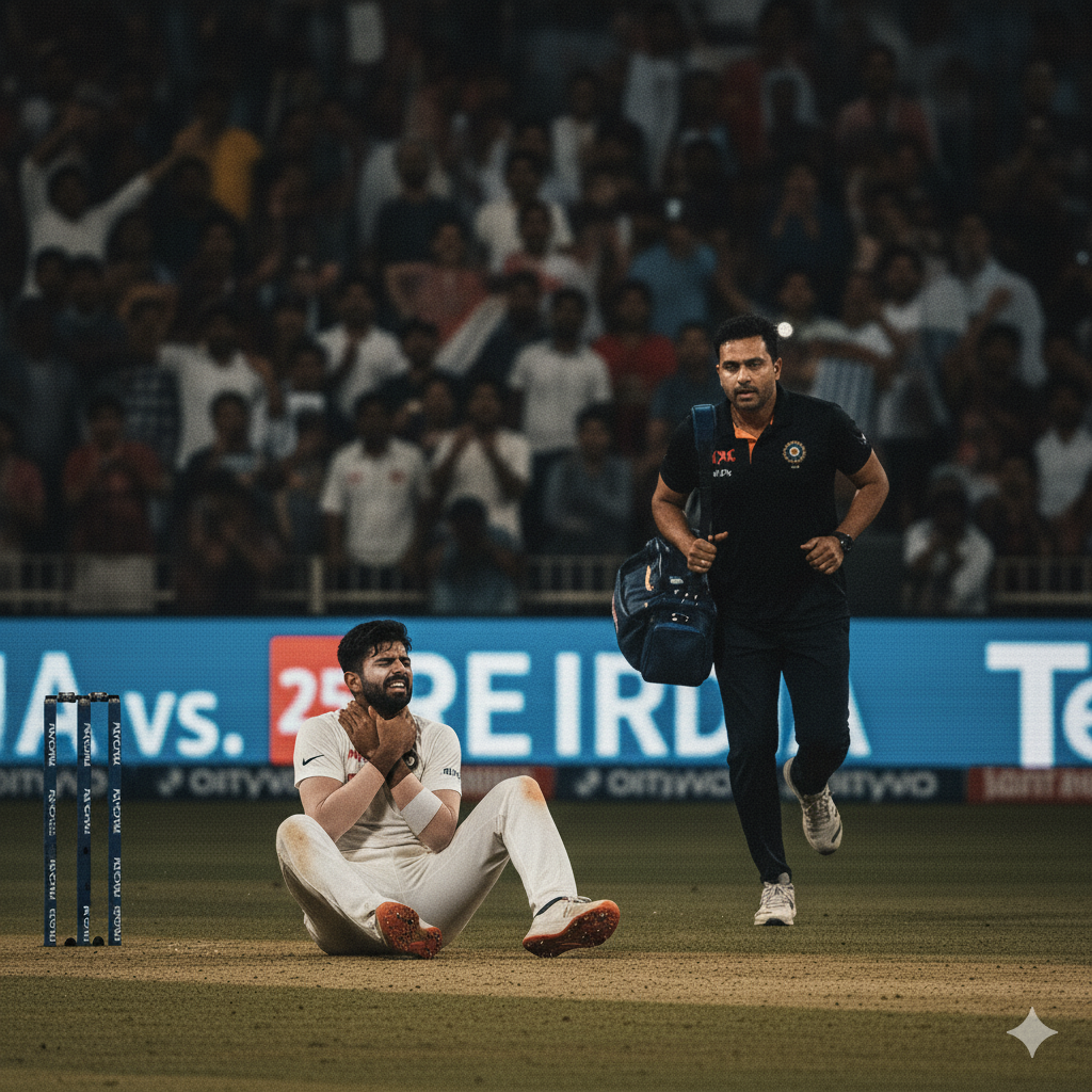 "Indian cricket captain Shubman Gill walking back to pavilion due to neck injury in IND vs SA Test match"
