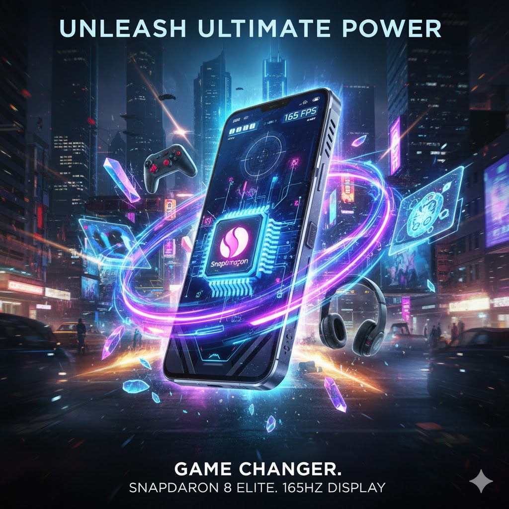 OnePlus 15R powered by Snapdragon 8 Elite chipset, gaming performance concept, futuristic processor glow illustration.

