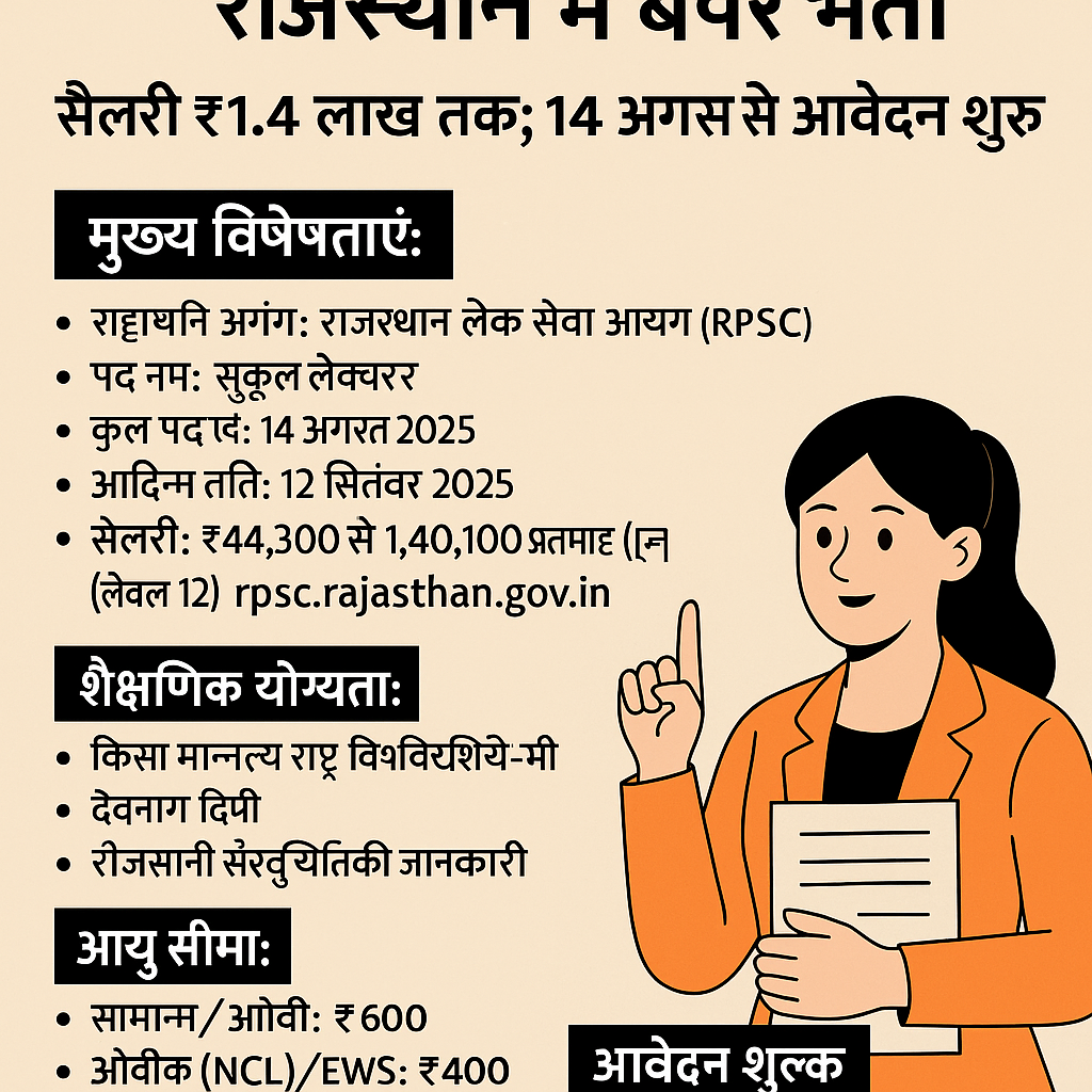 राजस्थान में 3225 लेक्चरर पदों पर बंपर भर्ती -