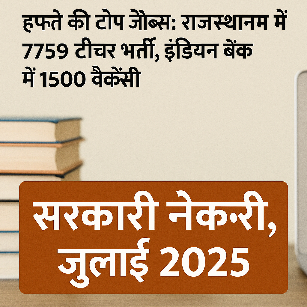 हफ्ते की टॉप जॉब्स: राजस्थान में 7759 टीचर्स भर्ती,
