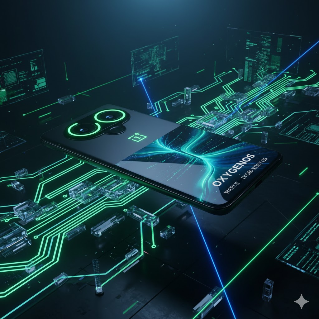 OnePlus 15R 5G smartphone black and green color, dual rear camera, 6.7-inch 165Hz OLED display, premium flagship design teaser image.